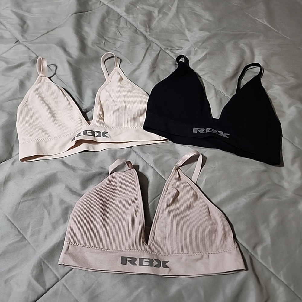 Set 3 Pieces Removable Pads Bralette Black/pink/light Purple Youth Size Medium